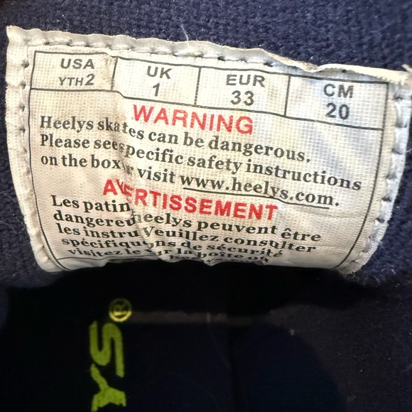 Heelys Kids Shoes size 2 USA youth 2- Navy/Neon Yellow all parts included in box - Picture 6 of 8